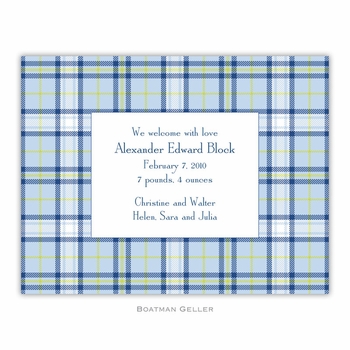 boatman geller plaid blue small flat notecard