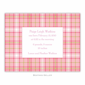 boatman geller plaid pink small flat notecard