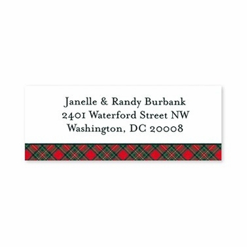 boatman geller plaid red address labels