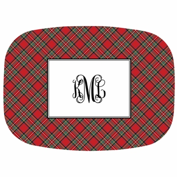 boatman geller plaid red platter