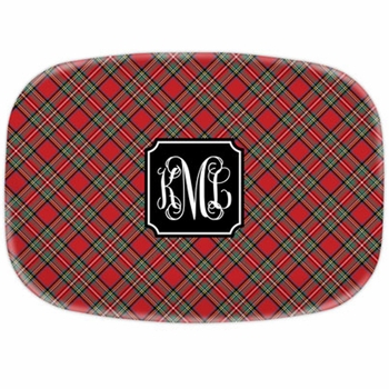 boatman geller plaid red platter