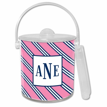 boatman geller repp tie pink & navy ice bucket