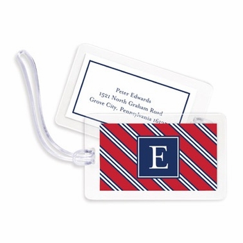 boatman geller repp tie red & navy bag tags