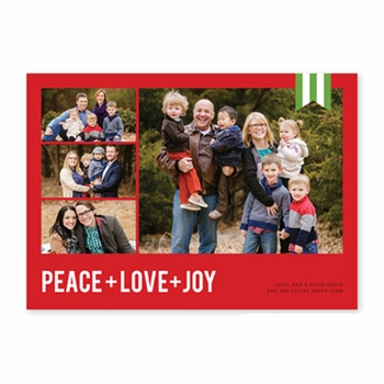 boatman geller ribbon collage green & red photocard