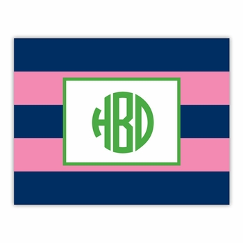 boatman geller rugby navy & pink foldover note
