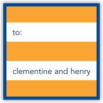 boatman geller rugby orange & navy border square sticker