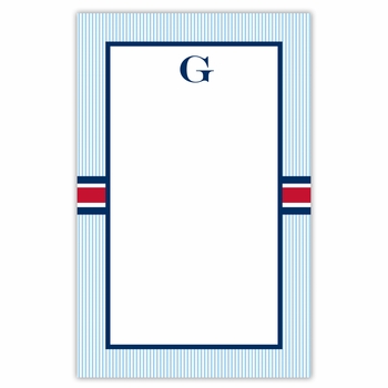 boatman geller seersucker band red & navy notepad