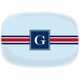 boatman geller seersucker band red & navy platter
