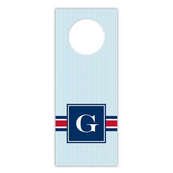 boatman geller seersucker band red & navy wine tags