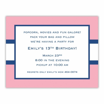 boatman geller stripe light pink & navy small flat notecard