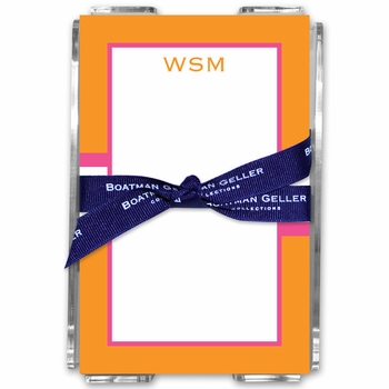 boatman geller stripe tangerine & raspberry acrylic note sheets