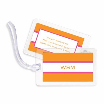 boatman geller stripe tangerine & raspberry bag tags
