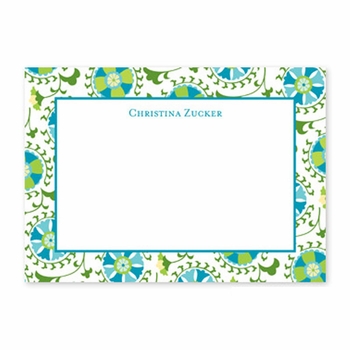 boatman geller suzani teal large flat notecard