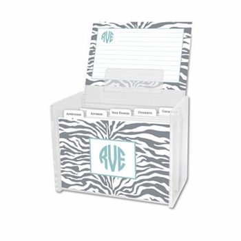 boatman geller zebra gray recipe box