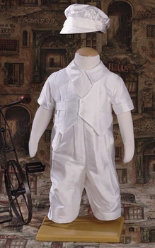 boys christening coverall with vest