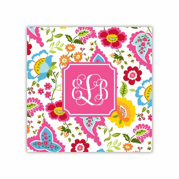bright floral square paper coaster<br>set of 50