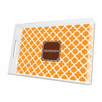 bristol tile tangerine lucite tray - large