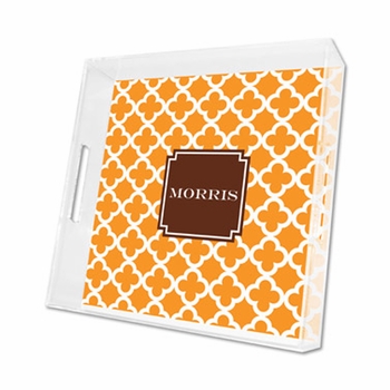 bristol tile tangerine lucite tray - square