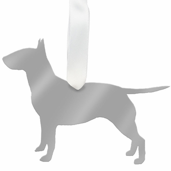 bull terrier christmas ornament - silver