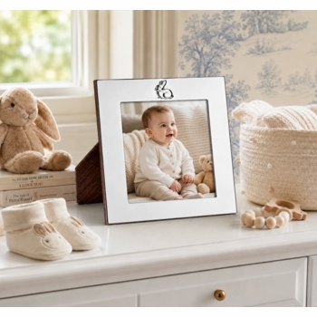Bunny Sterling Silver 4x4 Picture Frame, Blue