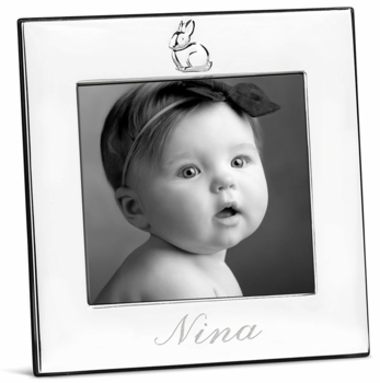 Bunny Sterling Silver 4x4 Picture Frame, Blue