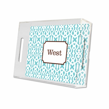 cameron teal lucite tray - small