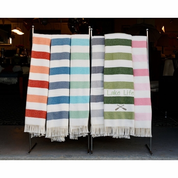 Candy Stripe Fringed Throw Blanket (Several Colors Available)