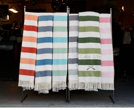 Candy Stripe Fringed Throw Blanket (Several Colors Available)