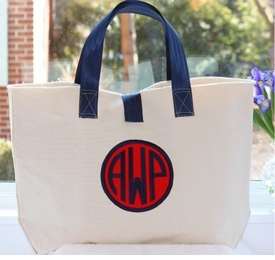 canvas cole beach bag with applique