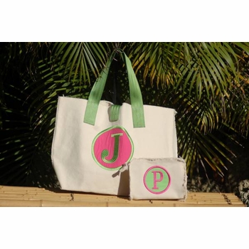 Canvas Cole Beach Bag with Applique
