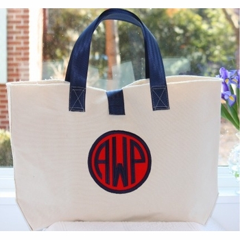 Canvas Cole Beach Bag with Applique