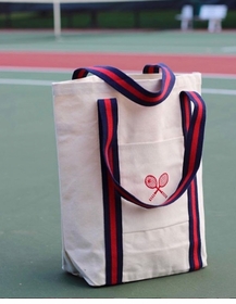 canvas stripe tennis tote