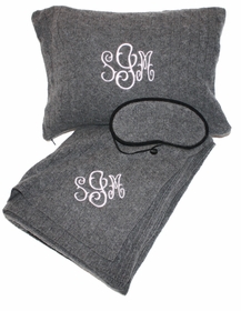 cashmere travel set - blanket, pillow, eye mask