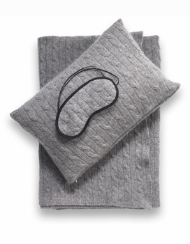 Cashmere Travel Set - Blanket, Pillow, Eye Mask