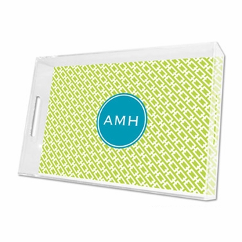 chain link lime lucite tray - large