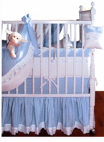 checker embroidered crib bedding by blauen