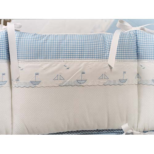 checker embroidered crib bedding by blauen featured at