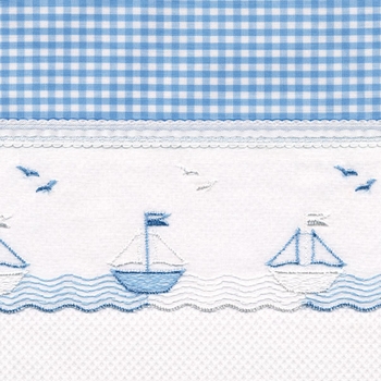 checker embroidered crib bedding by blauen