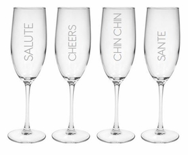 Cheers Around the World Champagne Flutes � Set of 4