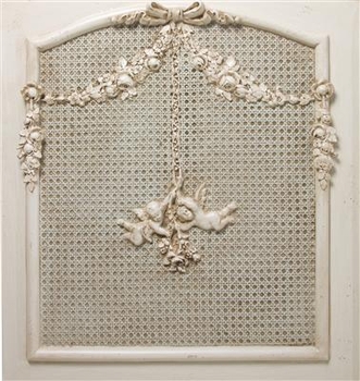 Cherubini Crib with Appliqued Moulding and Caning