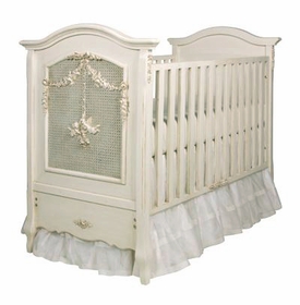 cherubini crib with appliqued moulding and caning