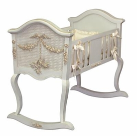 Cherubini Crib with Caning (Versailles Finish, Gold Applique)