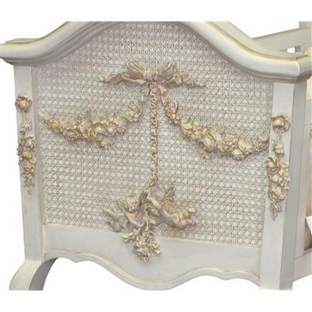Cherubini Crib with Caning (Versailles Finish, Gold Applique)