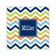 chevron blue, orange & lime square paper coaster<br>set of 50