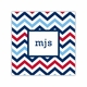 chevron blue & red square paper coaster<br>set of 50