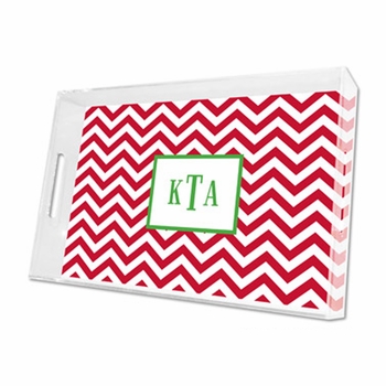 chevron red lucite tray - large