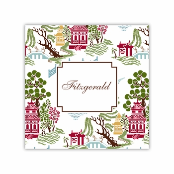 chinoiserie autumn square paper coaster<br>set of 50