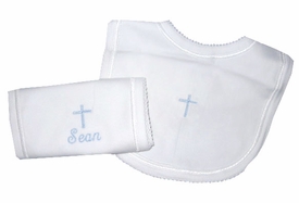 Personalized Christening Gift Set, Bib and Burp Cloth