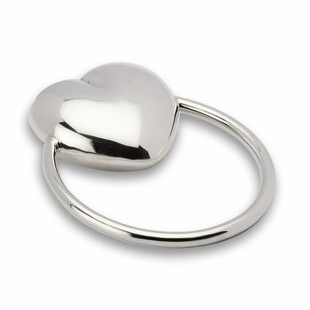 circular heart sterling silver baby rattle