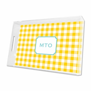 classic check sunflower lucite tray - large